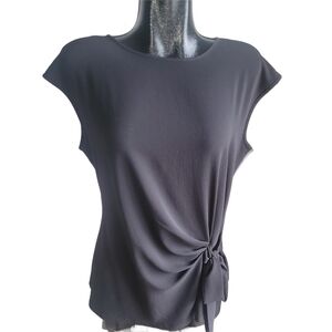 Vince Camuto Black Short Cap Sleeve Fabric Tie Top M